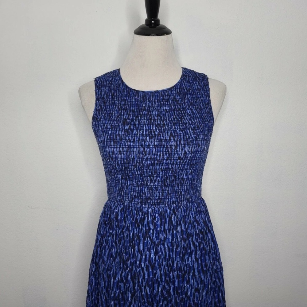 Rebecca Taylor Women’s Silk Ruched Batik Mirage Dress Blue Size 0